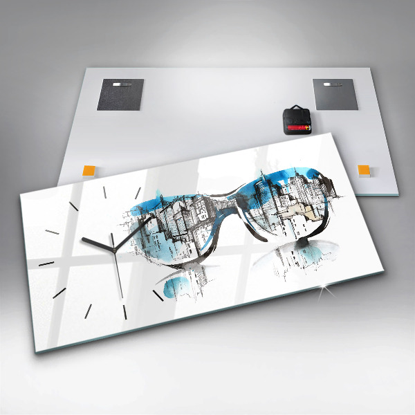 Zegar ścienny poziomy Miasto w okularach