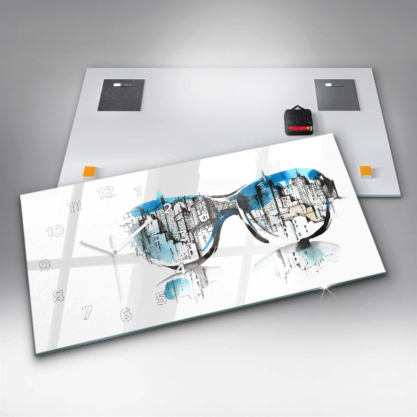 Zegar ścienny poziomy Miasto w okularach
