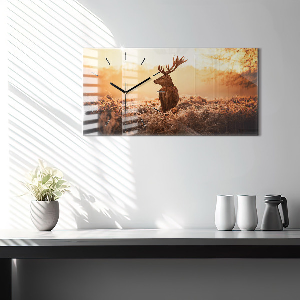 Zegar ścienny poziomy Jeleń o wschodzie słońca