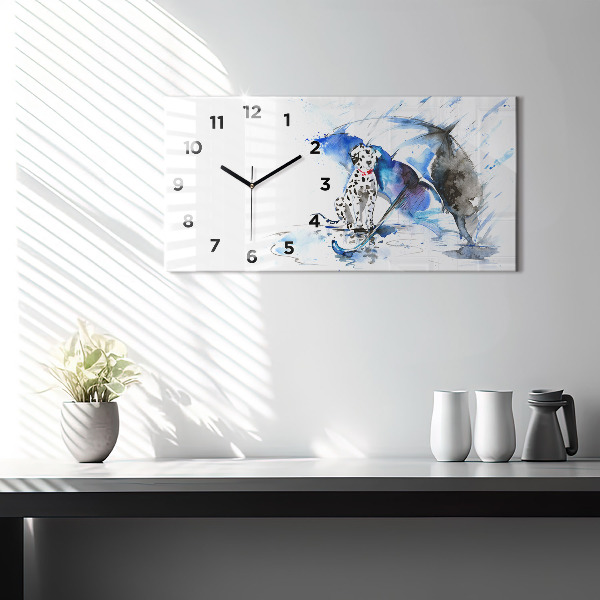 Zegar ścienny poziomy Dalmatyńczyk i parasol