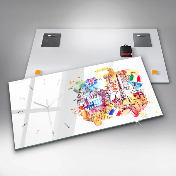 Zegar ścienny poziomy Atrakcyjne kraje świata