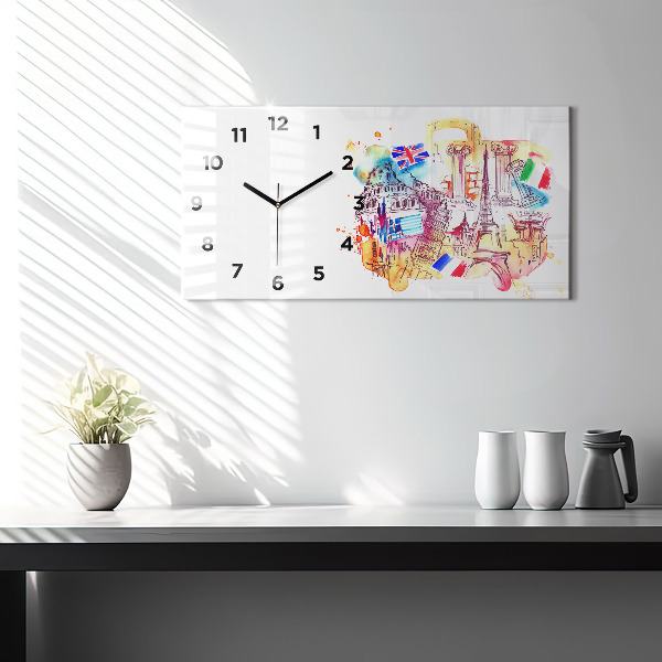 Zegar ścienny poziomy Atrakcyjne kraje świata