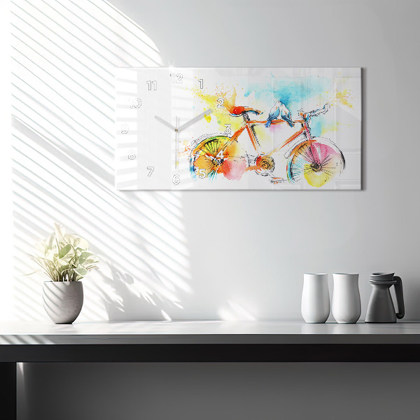 Zegar ścienny poziomy Malowany rower