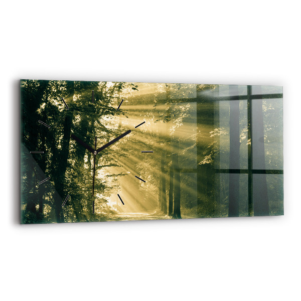 Zegar ścienny poziomy Promienie słoneczne Las