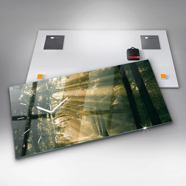 Zegar ścienny poziomy Promienie słoneczne Las