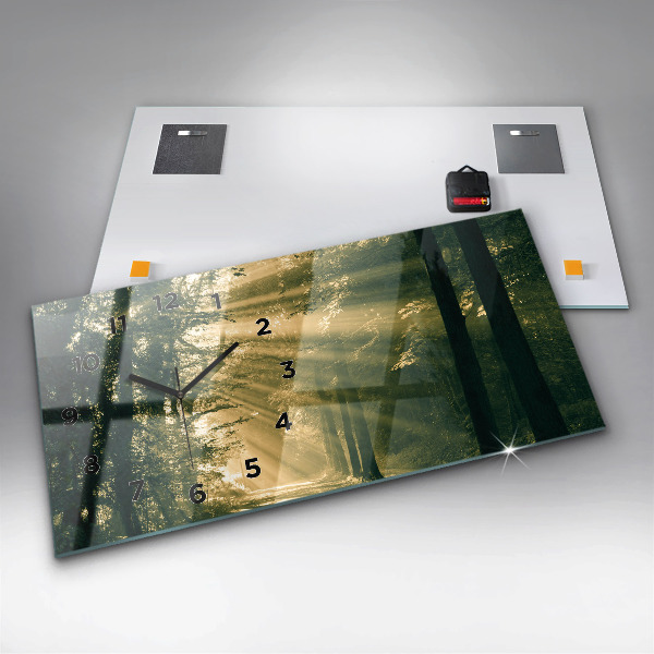 Zegar ścienny poziomy Promienie słoneczne Las