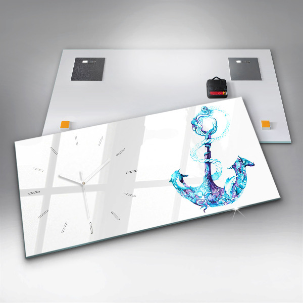 Zegar ścienny poziomy Morska kotwica