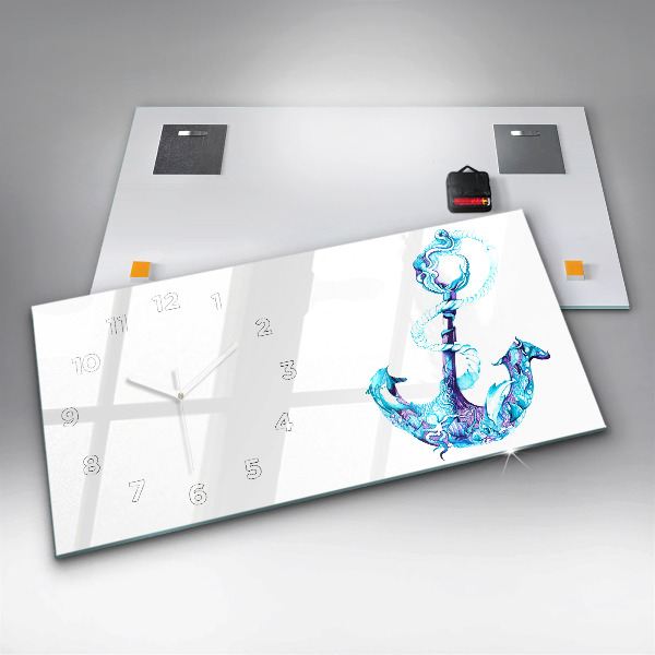 Zegar ścienny poziomy Morska kotwica