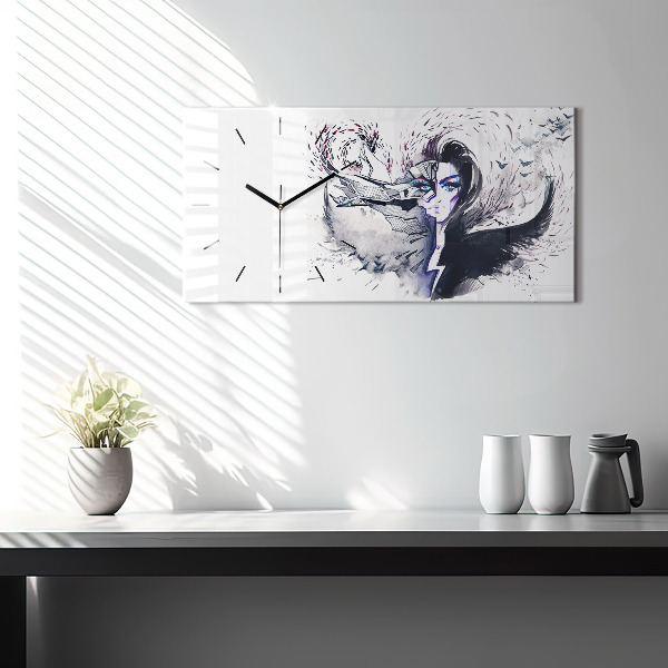 Zegar ścienny poziomy Ilustracja Kobiety