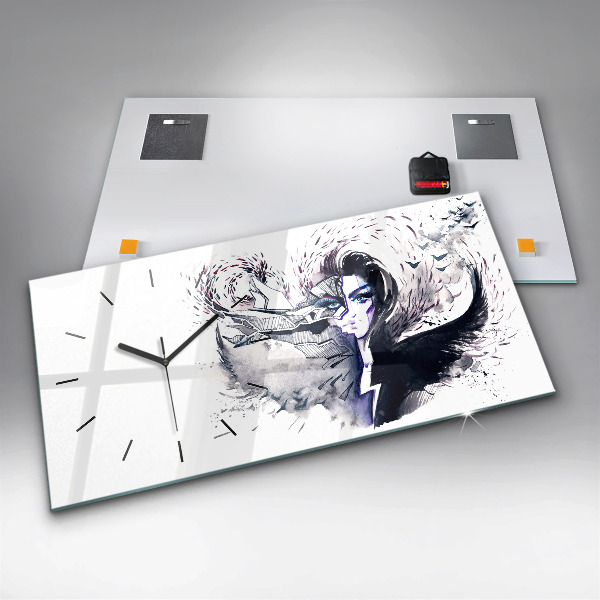 Zegar ścienny poziomy Ilustracja Kobiety