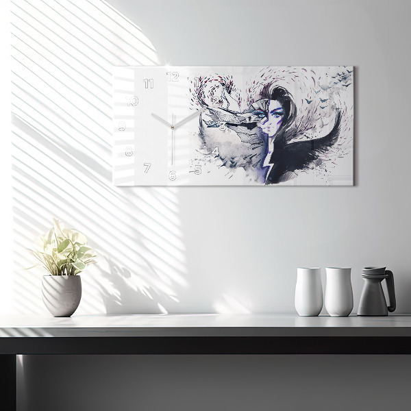 Zegar ścienny poziomy Ilustracja Kobiety