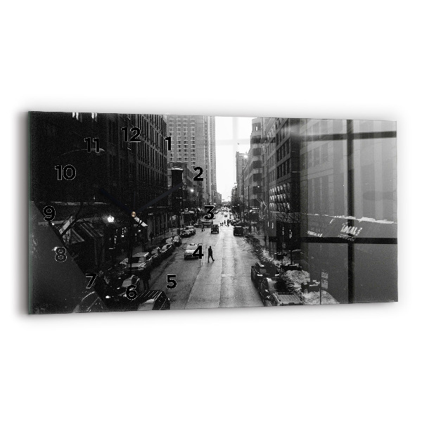 Zegar ścienny poziomy Ulice miasta Chicago