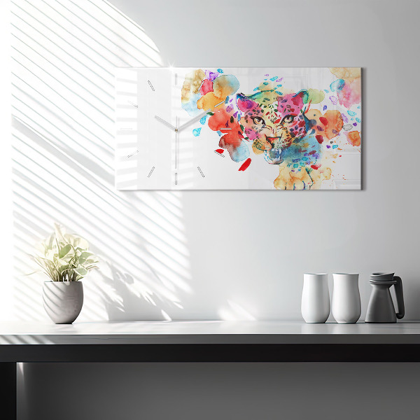 Zegar ścienny poziomy Abstrakcja dziki kot