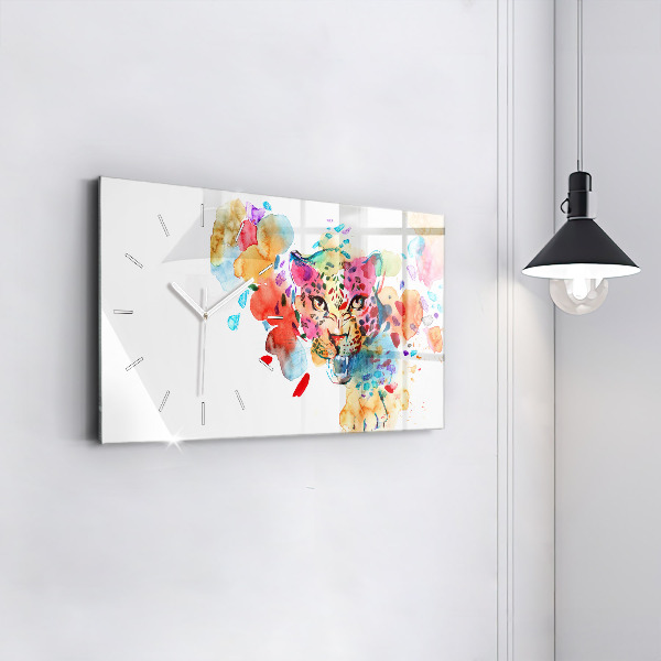 Zegar ścienny poziomy Abstrakcja dziki kot