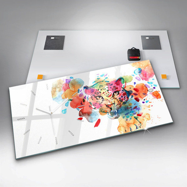 Zegar ścienny poziomy Abstrakcja dziki kot