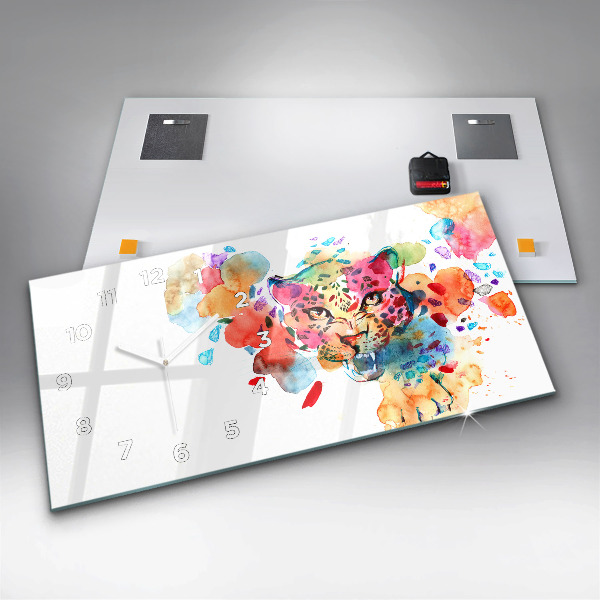 Zegar ścienny poziomy Abstrakcja dziki kot