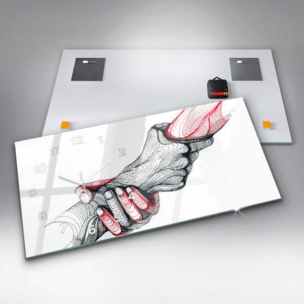 Zegar ścienny poziomy Trzymające się Ręce