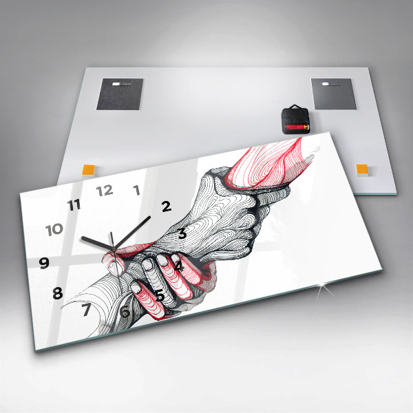 Zegar ścienny poziomy Trzymające się Ręce