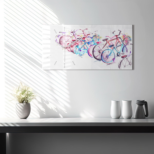 Zegar ścienny poziomy Kolorowe Rowery Miejskie