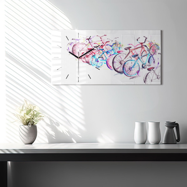 Zegar ścienny poziomy Kolorowe Rowery Miejskie