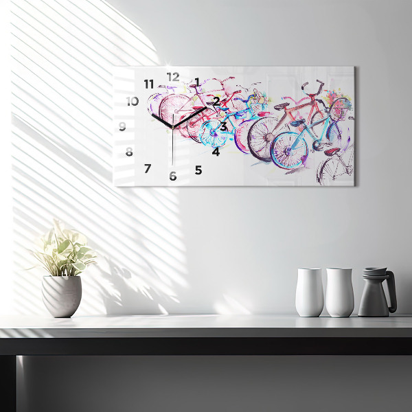 Zegar ścienny poziomy Kolorowe Rowery Miejskie