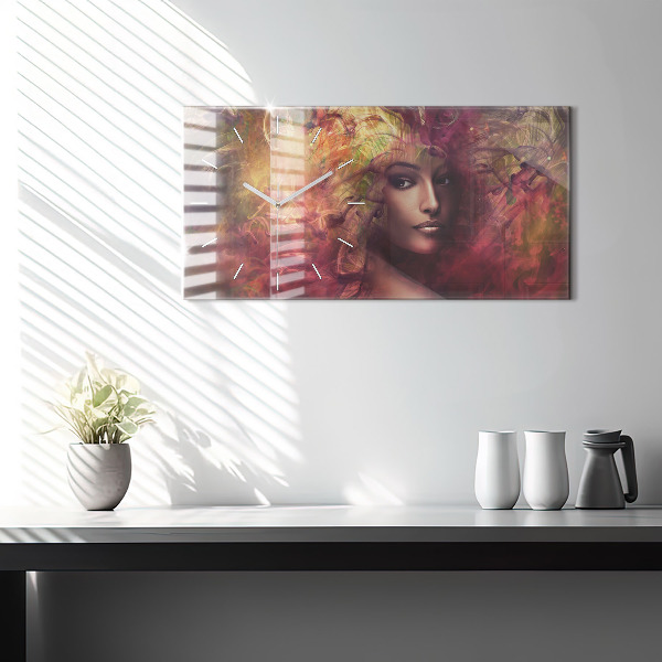 Zegar ścienny poziomy Portret kobiety