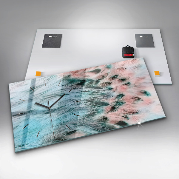 Zegar ścienny poziomy Kolorowe pióra