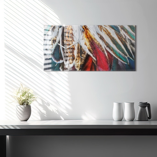 Zegar ścienny poziomy Jasnobrązowe pióra ptaka