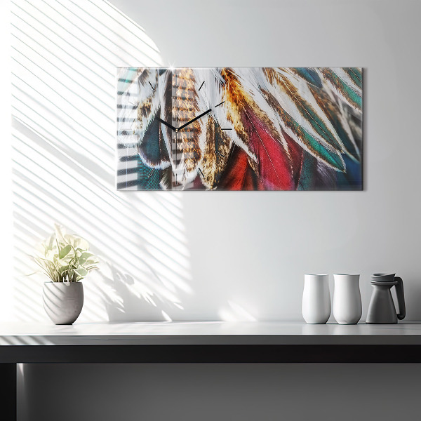 Zegar ścienny poziomy Jasnobrązowe pióra ptaka