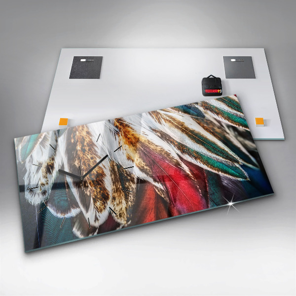 Zegar ścienny poziomy Jasnobrązowe pióra ptaka