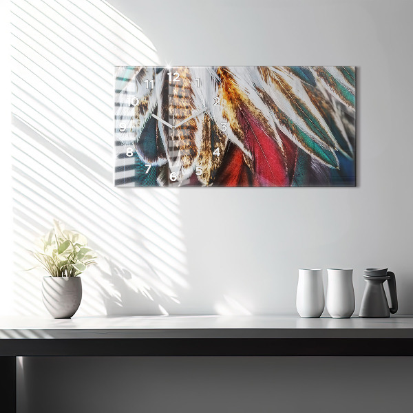 Zegar ścienny poziomy Jasnobrązowe pióra ptaka