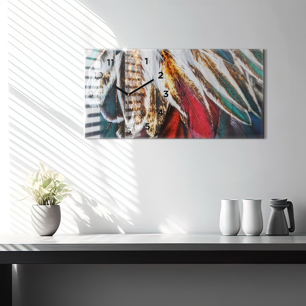 Zegar ścienny poziomy Jasnobrązowe pióra ptaka