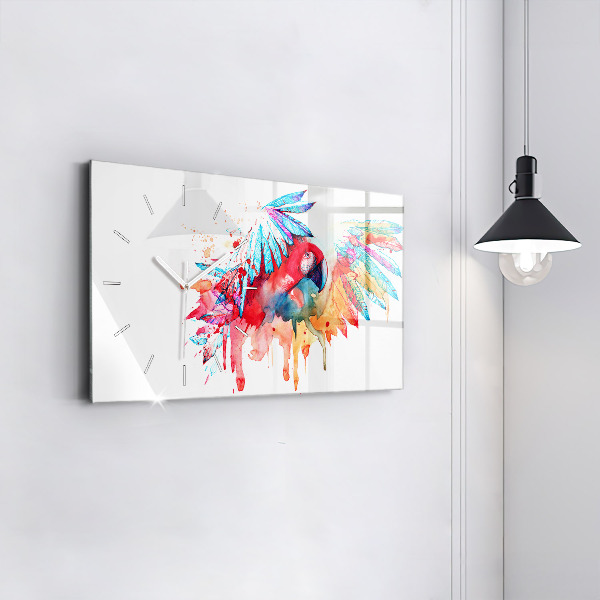 Zegar ścienny poziomy Kolorowa czerwona papuga