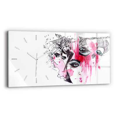 Zegar ścienny poziomy Wiele Twarzy Abstrakcja