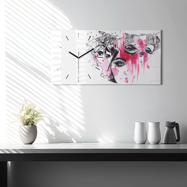 Zegar ścienny poziomy Wiele Twarzy Abstrakcja