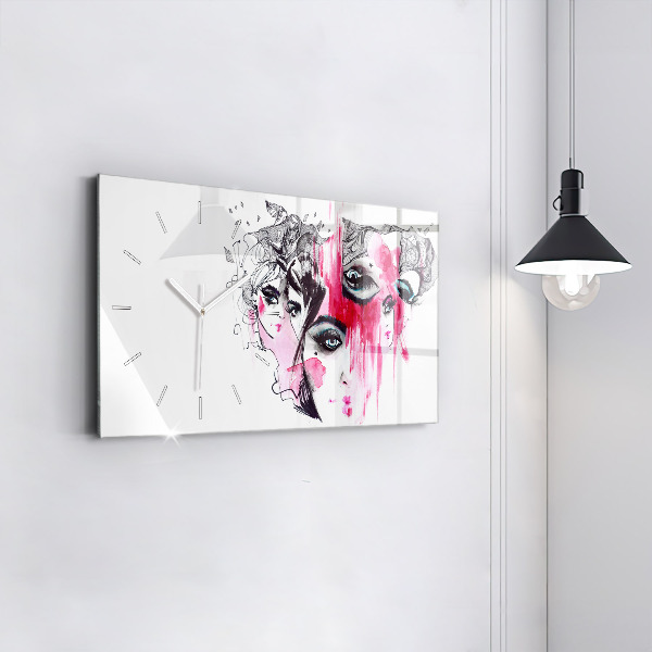 Zegar ścienny poziomy Wiele Twarzy Abstrakcja