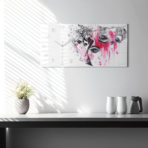 Zegar ścienny poziomy Wiele Twarzy Abstrakcja