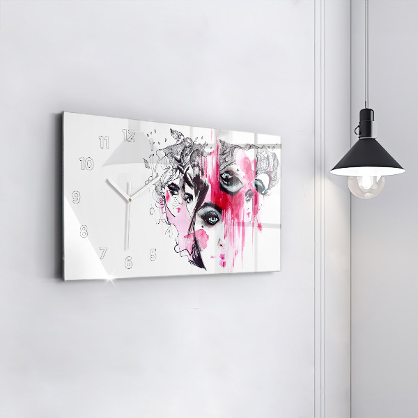 Zegar ścienny poziomy Wiele Twarzy Abstrakcja