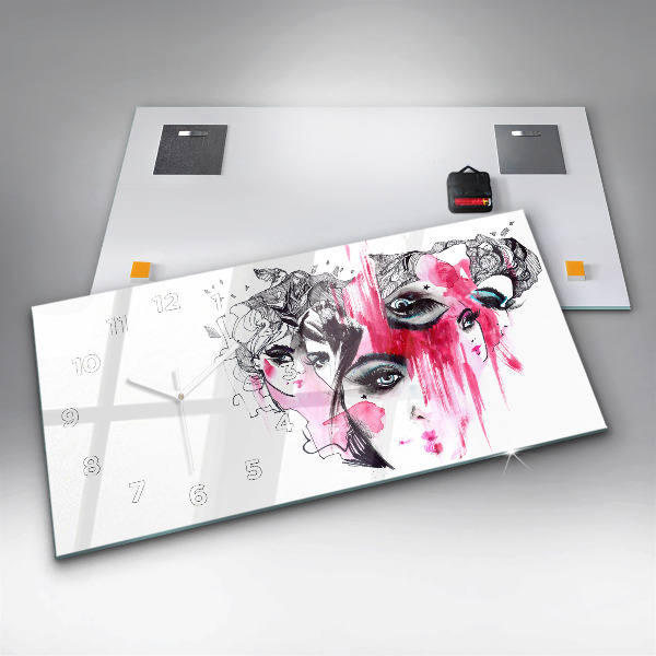 Zegar ścienny poziomy Wiele Twarzy Abstrakcja