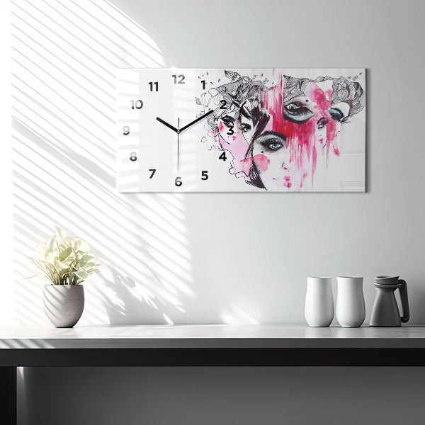 Zegar ścienny poziomy Wiele Twarzy Abstrakcja