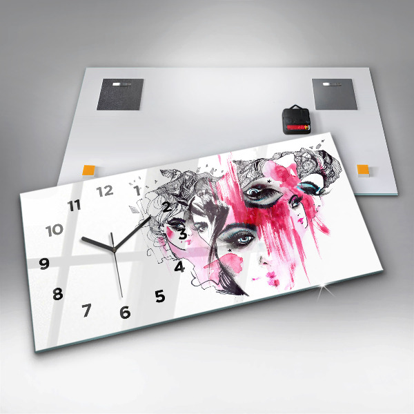 Zegar ścienny poziomy Wiele Twarzy Abstrakcja