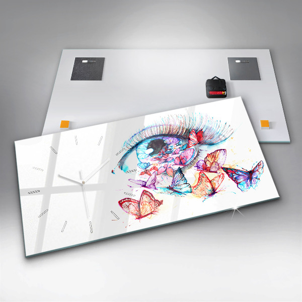Zegar ścienny poziomy Kolorowe Oko Motyle