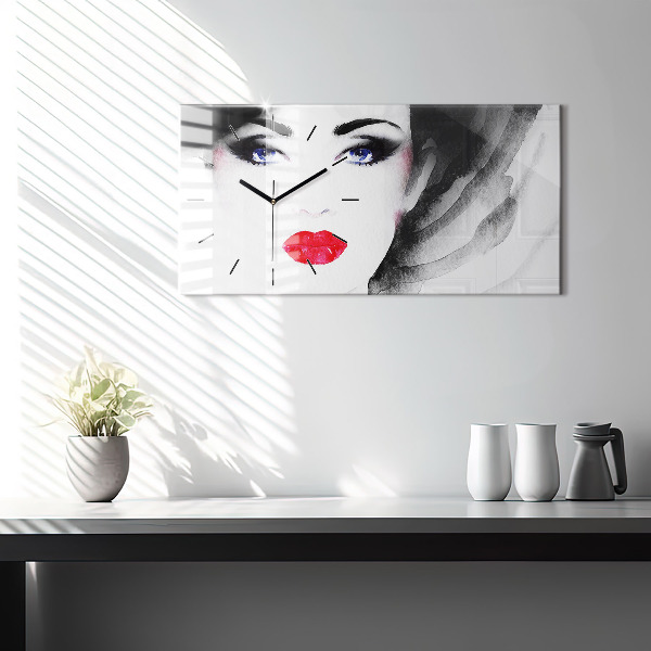 Zegar ścienny poziomy Portret kobiety
