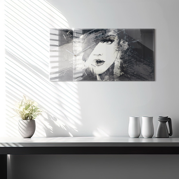 Zegar ścienny poziomy Kobieta – akwarele