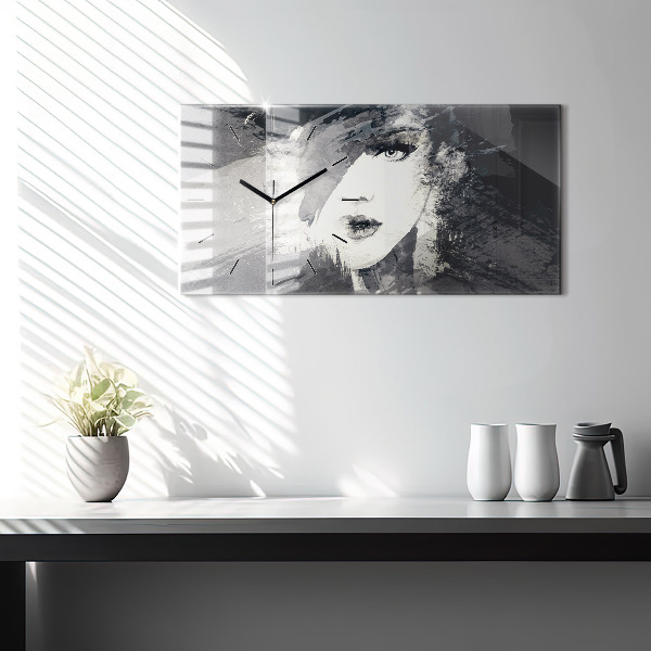 Zegar ścienny poziomy Kobieta – akwarele