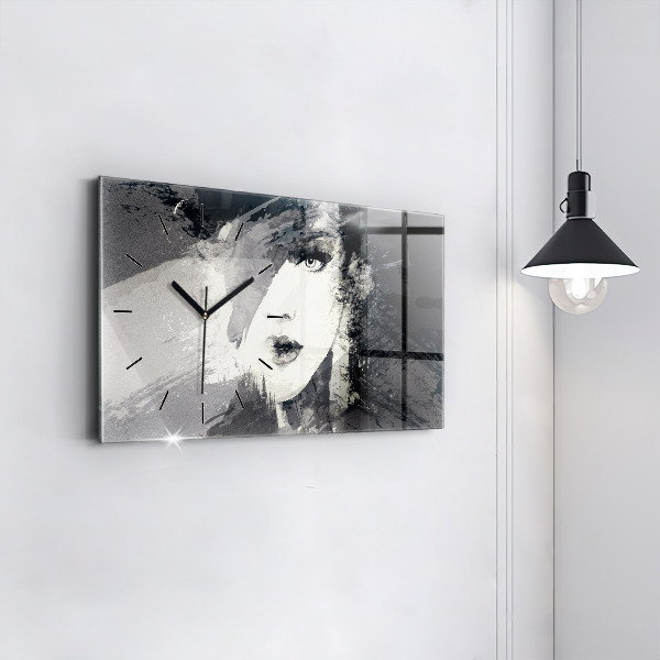 Zegar ścienny poziomy Kobieta – akwarele