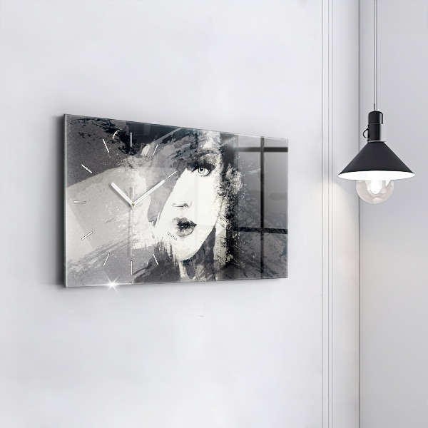 Zegar ścienny poziomy Kobieta – akwarele