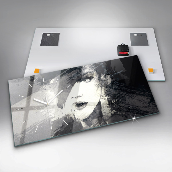 Zegar ścienny poziomy Kobieta – akwarele