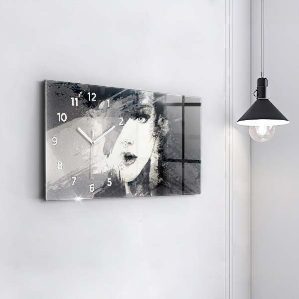 Zegar ścienny poziomy Kobieta – akwarele