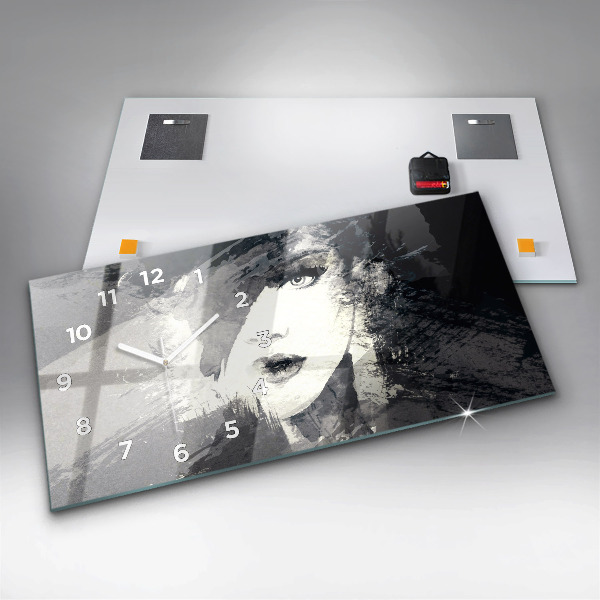 Zegar ścienny poziomy Kobieta – akwarele